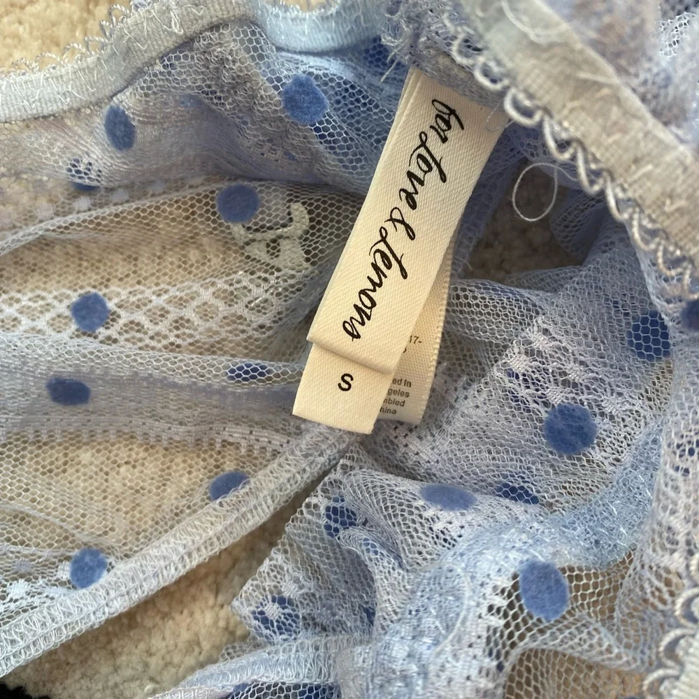Delicate Ruffle Lace Bralette & Thong Set in Light Blue